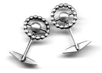 SPHERES $110-sterling silver cufflinks with swiveling lightly brushed spheres (3/4" across)